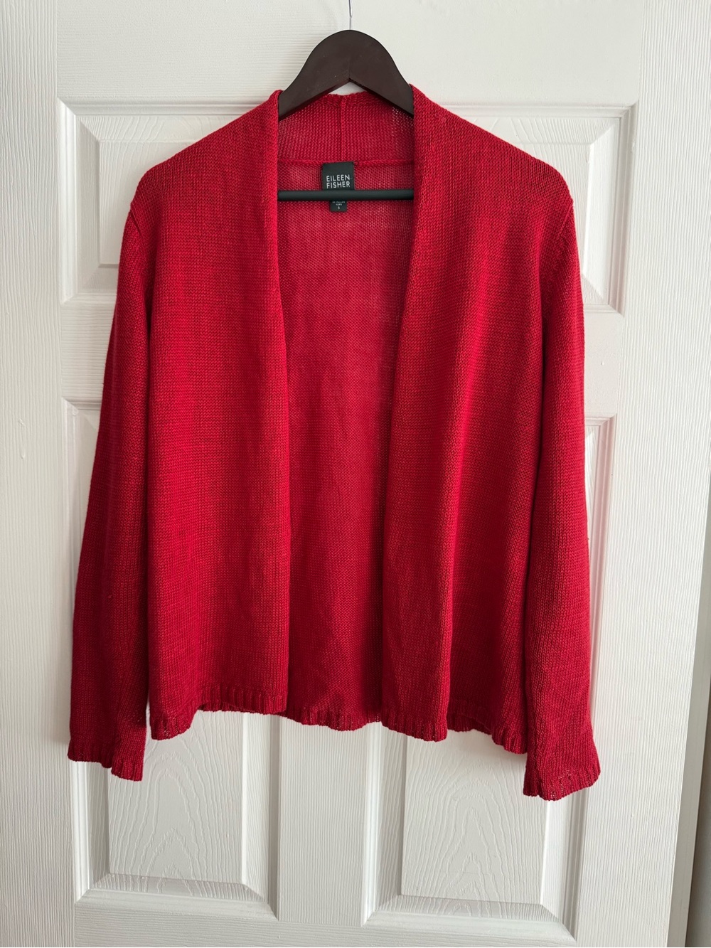 Eileen Fisher Crimson Open-Front Knit Cardigan size Small